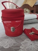 Czrwony kuferek na kosmetyki z portmonetka,duzy ,nowy