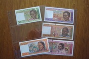 Madagaskar zestaw banknotów 5 sztuki stan 1