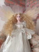 Duży Porcelanowy Anioł 60 cm z Podśw. LED Lata 90 Figurka Kolekcjonerska