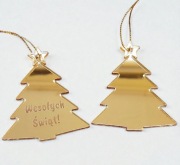 Zawieszka choinka,złote lustro, kolory ,ozdoba,Boże Narodzenie 