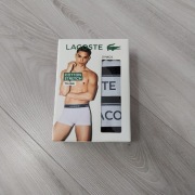Oryginalne bokserki męskie Lacoste 3pak czarne rozmiar L 95% bawełna