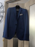 GARNITUR 3-częściowy Moss Bros London slim fit, kolor chabrowy 