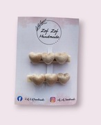 Spinki beżowe puchate serduszka