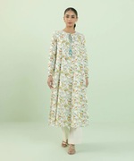 Długa sukienka etniczna S 36 bawełna kwiatowy wzór floral boho etno orient