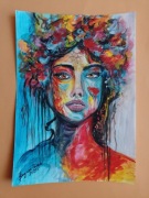 Abstrakcyjny portret kobiety pt. "W kolorowym zamyśleniu "
