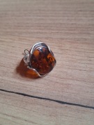 Srebrny Pierścionek z Bursztynem Koniakowym 925 Gdańsk 9.30g  r.19