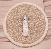 Anioł stróż kremowy ze złotym boho ręcznie robiony 