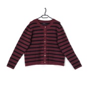 Kardigan Sweter Rozpinany Guziki Paski Bordowy Aniston |R. 44