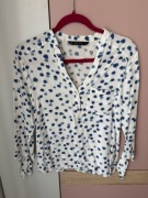 Biała koszula w niebieskie kwiatki z rękawem 3/4, Zara