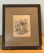 Ciekawy stary druk drewniana ramka 