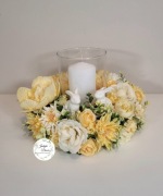 Stroik wiosenny Wielkanocny z miejscem na świecę. Rękodzieło!