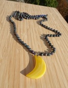 Naszyjnik supełkowy Rubin z szafirem + Agat Rękodzieło CZAROITU CZAR 