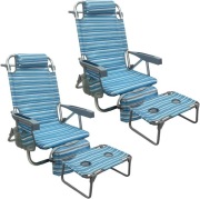 WKFAMOUT Zestaw 2 składanych krzeseł plażowych z 5 regulowanymi