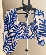 Krótka bluzka H&M, rozmiar M, bufiaste rękawy