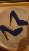 Buty damskie na obcasie,  Nowy Trafaluc Ciemno niebieskiego. 