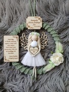 Aniołek na chrzest roczek pamiątka chrztu świętego anioł stróż na obręczy