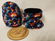 Komplet czapka komin zimowy ocieplany Biedronka Miraculum i Czarny Kot 