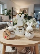 Zestaw 3 króliczków wielkanocnych 9 cm i 14 cm – dekoracja, gips polimerowy