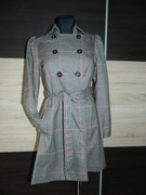 H&M damski płaszcz trencz w kratę roz 34