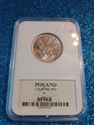2 ZŁ JAGODY 1974 GCN MS68