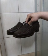 buty damskie 40 Laufer skórzane brązowe brąz kremowe eleganckie botki zapin