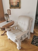 Fotel drewniany bielony x2