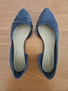 Baleriny Anna Field r. 44, skóra naturalna zamszowa, ciemny niebieski