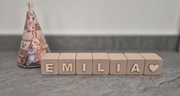 Drewniane klocki imię dziecka 7szt Emilia prezent oryginalny