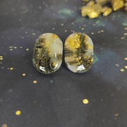 Czarno-złote.Kolczyki sztyfty elipsa.