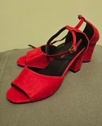 Buty, sandałki imprezowe, eleganckie czerwone