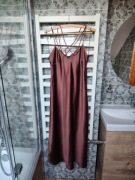 Nowa piękna sukienka na ramiączkach brązowa elegancka śliski materiał ZaraL