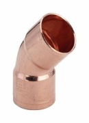Kolano miedziane łuk 45 stopni FI 28 CU dwukielichowe