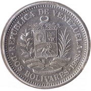 WENEZUELA 2 boliwary 1988, Y# 43, AU