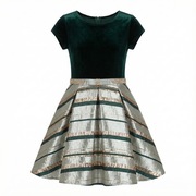 Sukienka Bonnie Jean na 7 lat w kolorze butelkowej zieleni złote akcenty