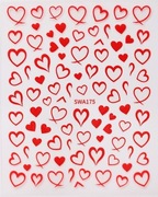 Naklejki na paznokcie Czerwone Serca / Walentynki / Miłość / duży arkusz