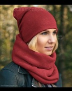 Bordowy komplet czapka komin Polska produkcja 