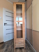 Witryna drewniana bukowa z szufladą wąska 50 x 39 x 193,5 cm