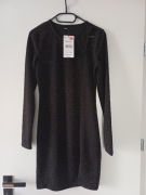 Sinsay, Czarna brokatowa sukienka damska z metką