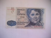 BANKNOT HISZPANIA 500 Pesetas 1979 r. seria W