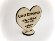 Personalizowana DREWNIANA 2w1 WINIETKA + PODZIĘKOWANIE serce stojąca
