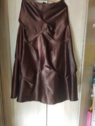 Elegancka czekoladowa drapowana spódnica maxi 