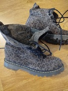 Brązowe skórzane buty za kostkę w panterkę zamszowe Selected Femme 38