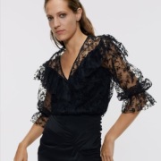 ZARA tiulowy kwiatowy top L nowy z metką