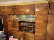 Meblościanka PRL – lata 60/70 – fornir orzech/mazer – witryna – vintage