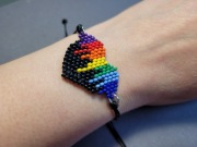 Bransoletka "Artystyczne serce plamy farby czarne"  Prezent na Walentynki 