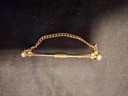 Spinka do krawata z łańcuszkiem kolor złoty vintage PRL 7 cm