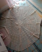 Ręcznie robiona na szydełku handmade serweta obrus kremowy średnica 120 cm