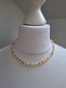 Naszyjnik handmade z naturalnych kamieni hematyt agat perły 
