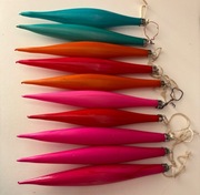 Bombki PRL ręcznie malowane sopelki 16 cm - komplet 10 szt. - vintage