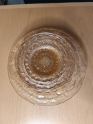 Szklane talerze flora Huta Ząbkowice łososiowe Serwicki